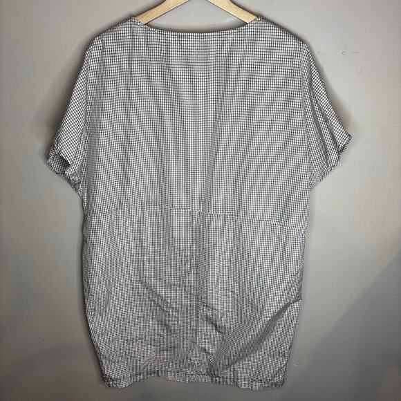 Chalet et Ceci Tunic Top Lrg Black White Grid Print Lagenlook Oversize Boxy - Picture 6 of 10